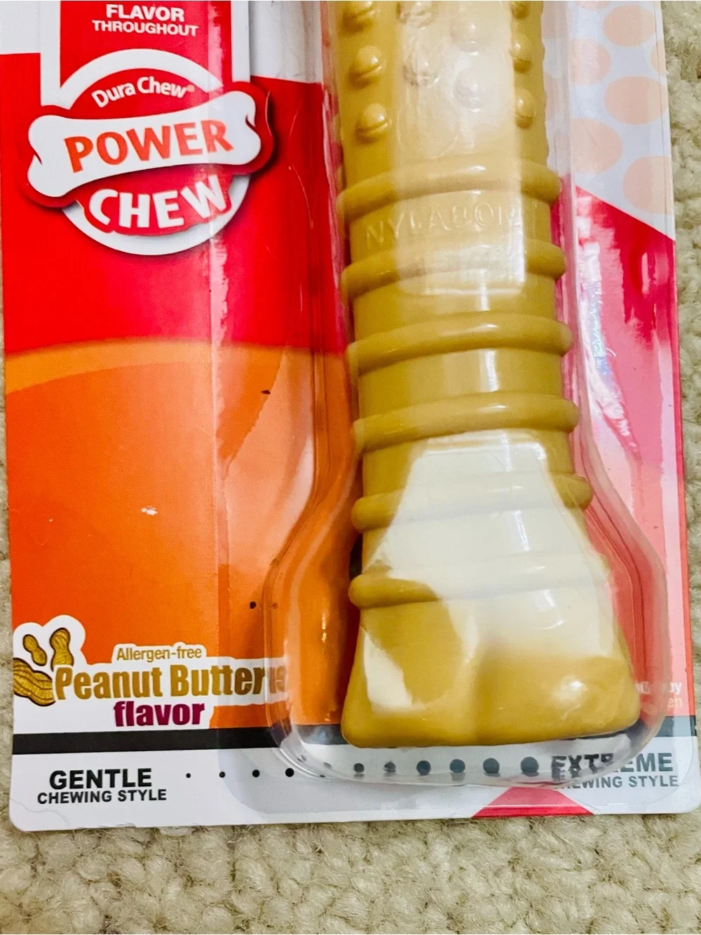 Power Chew Peanut Butter Flavor Durable Dog Chew Toy - Tan/White